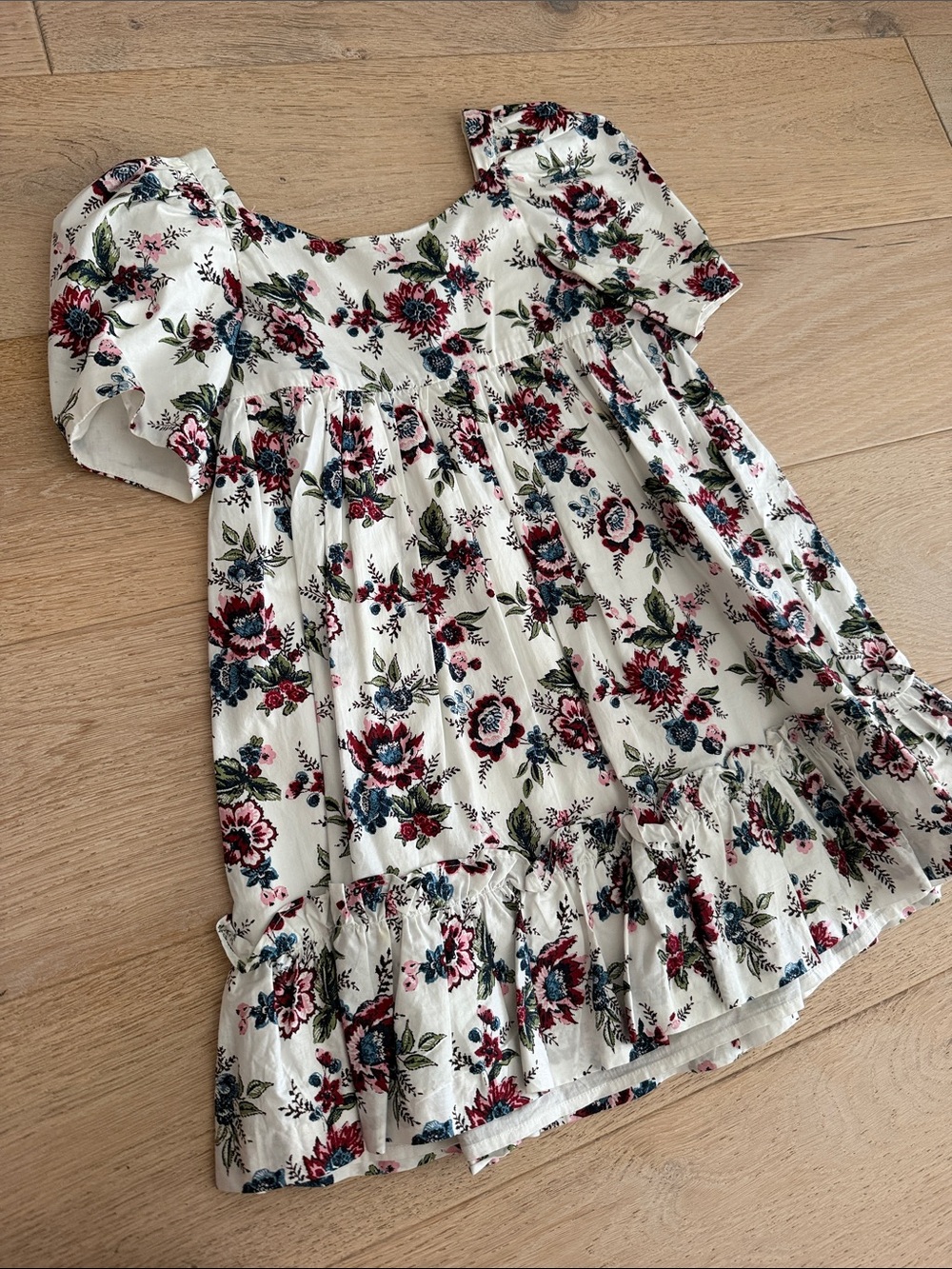 Girls' Janie and Jack Cream Floral Ruffle Dress Top size 7